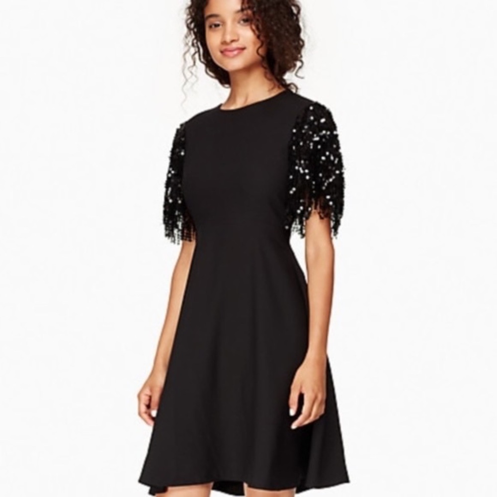 Kate Spade Black Sequin Sleeve Dress